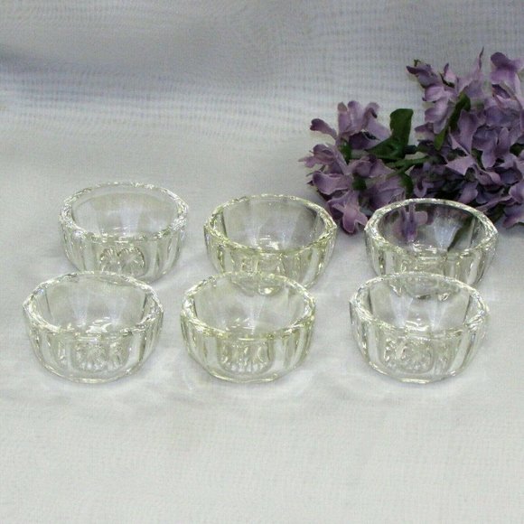 6 OPEN SALT DIPS Depression Glass Vintage Individual Salt Cellars Clear - Picture 3 of 4
